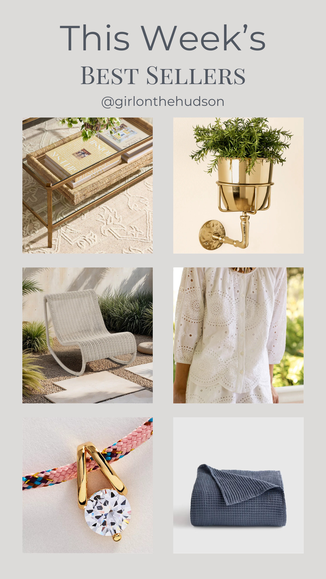 This week's best sellers: the prettiest woven tray (perfect for a coffee table, console or bedside table -- on sale!!), our new wall vase, a look-for-less of our outdoor rockers, the prettiest eyelet top, my new colorful cord necklace and a waffle blanket under $100!
 

 

#LTKootd #LTKHome #LTKSaleAlert