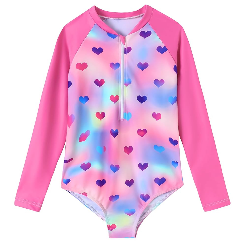Girls Long Sleeve Swimsuit Zipper Rash Guard One Piece Bathing Suits UPF 50+ Sun Protection Swimw... | Amazon (US)