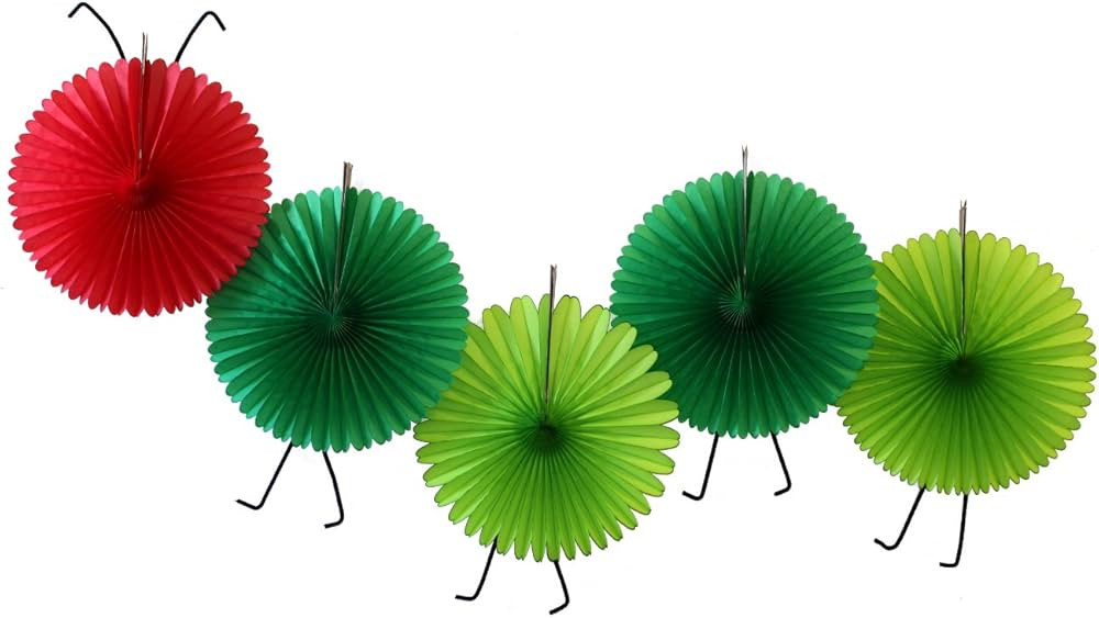 5-Fan Set of Caterpillar Themed 13 Inch Party Fans | Amazon (US)