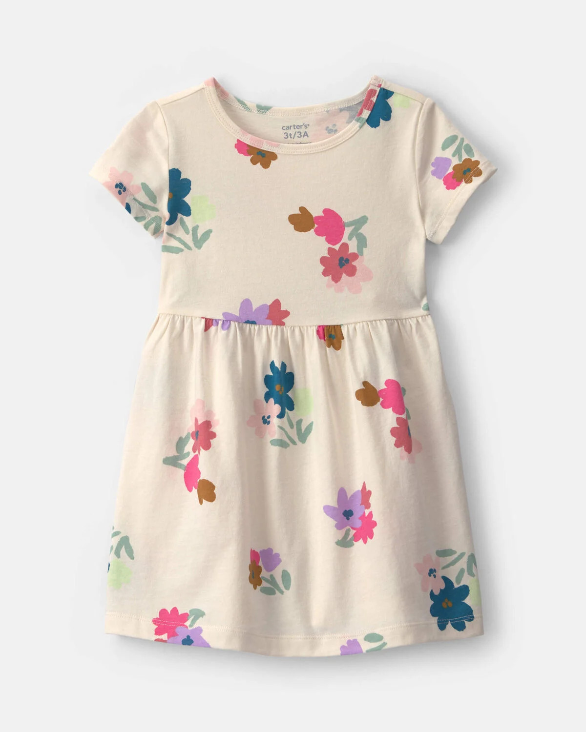 Toddler Girl Floral Short-Sleeve Dress - Cream | Carter's | Carter's Inc