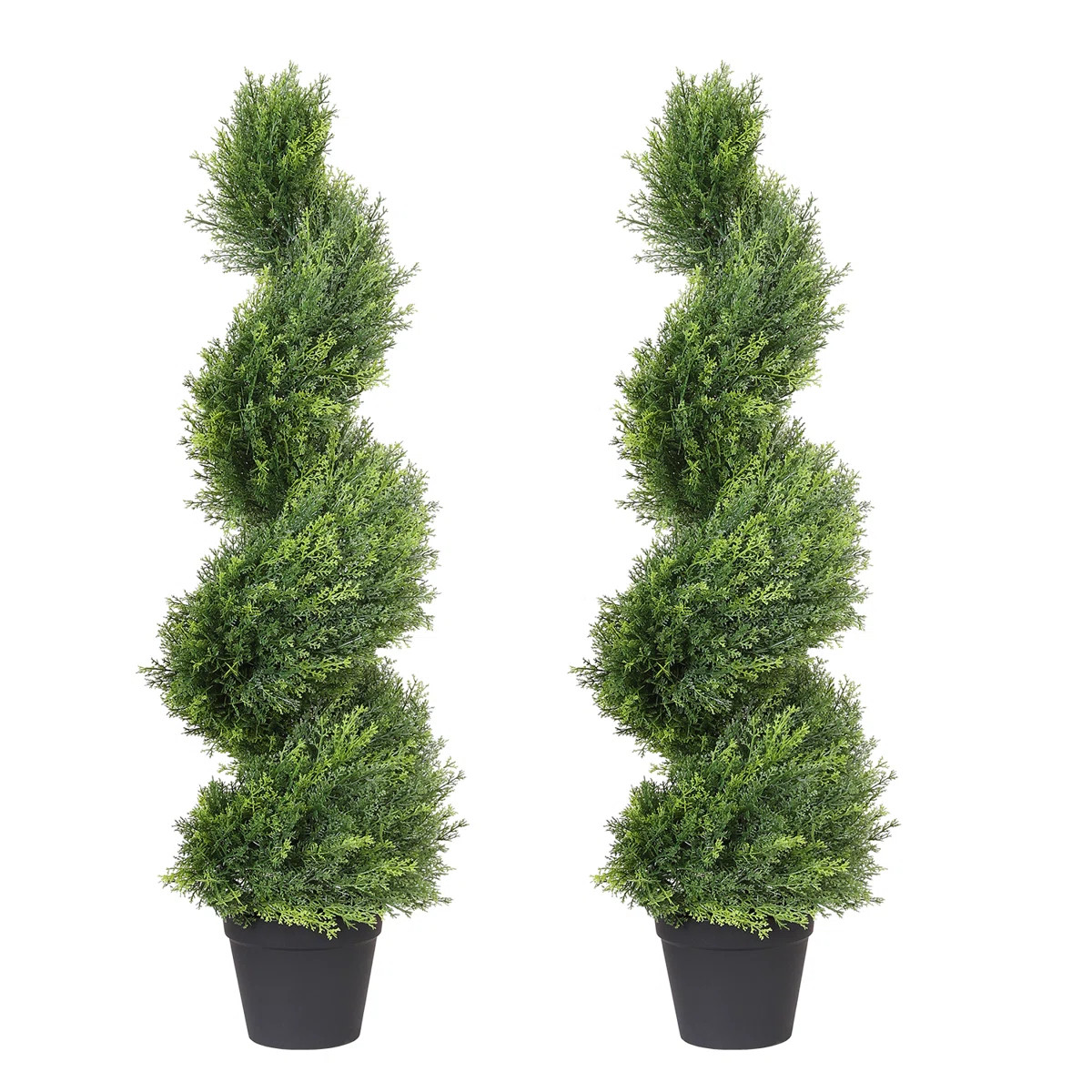 Artificial Potted Spiral Cedar Topiary (Set of 2) | Wayfair North America