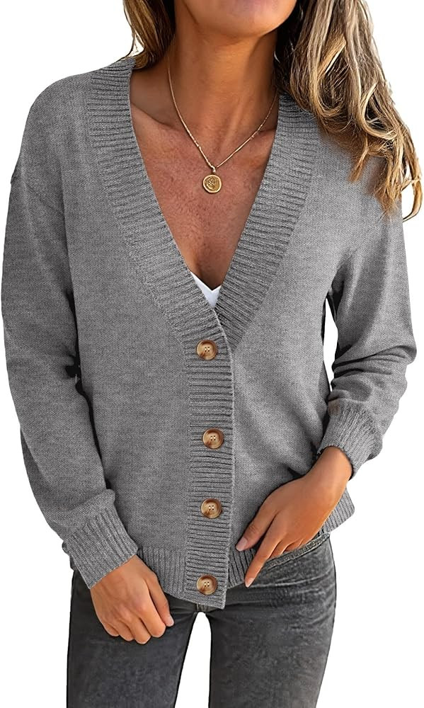 LOMON Women's Button Down Cardigan Sweaters Fall Long Sleeve Open Front Soft Cardigan Casual Loos... | Amazon (US)