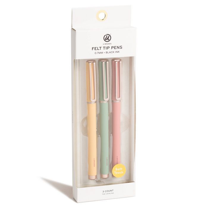 3ct Soft Touch Felt Tip Pens Rose Gold Accents - U Brands | Target