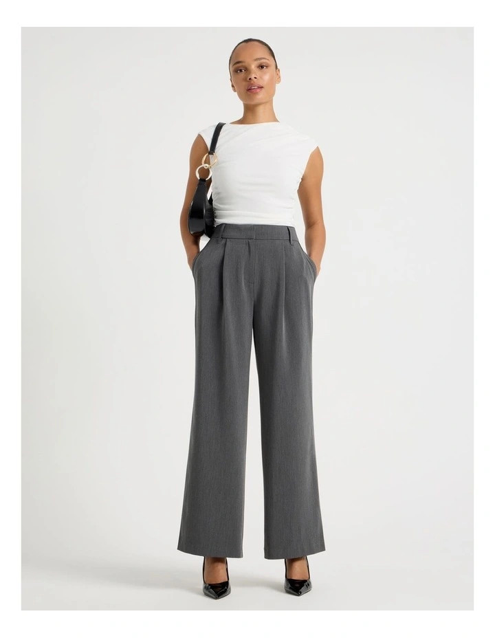 BlaqElastic Back Wide Leg Tailored Pant in Charcoal | Myer