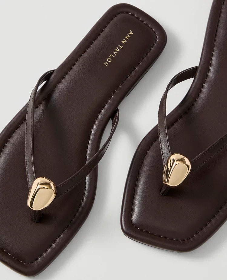 Weekend Leather Embellished Sandal | Ann Taylor