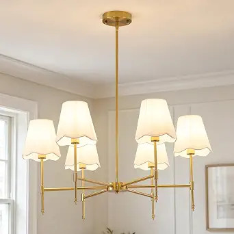 28.93" Modern Gold Dining Room Light Fixture 6-Light Lights Farmhouse Gold Chandelier with White ... | Amazon (US)