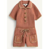 Zara - Limited Edition Embroidered Cross-Stitch Floral Knit Jumpsuit - Brick - 12-13 Years (62,2 Inches) - Kids | Zara US