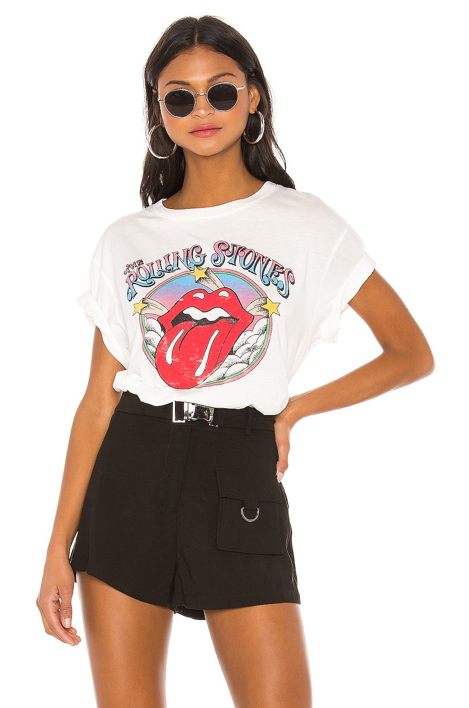 DAYDREAMER Rolling Stones Cloud & Stars Boyfriend Tee in Vintage White from Revolve.com | Revolve Clothing (Global)