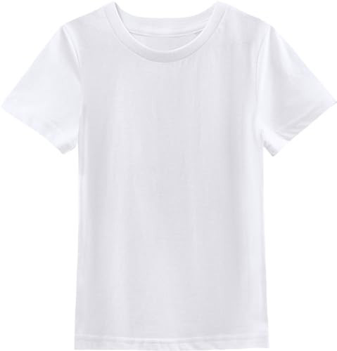 COSLAND Boys Plain Tshirts Youth Short Sleeve Shirt Large, White | Amazon (US)
