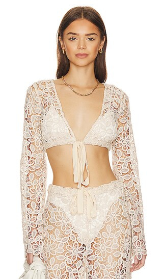 Fortuna Crop Top in Santorini Sand | Revolve Clothing (Global)