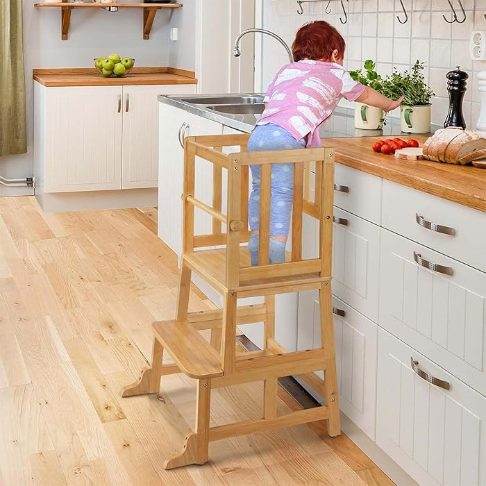 COSYLAND Kids Kitchen Step Stool，Toddler Standing Tower with CPC Certification, Removable Anti-... | Amazon (US)