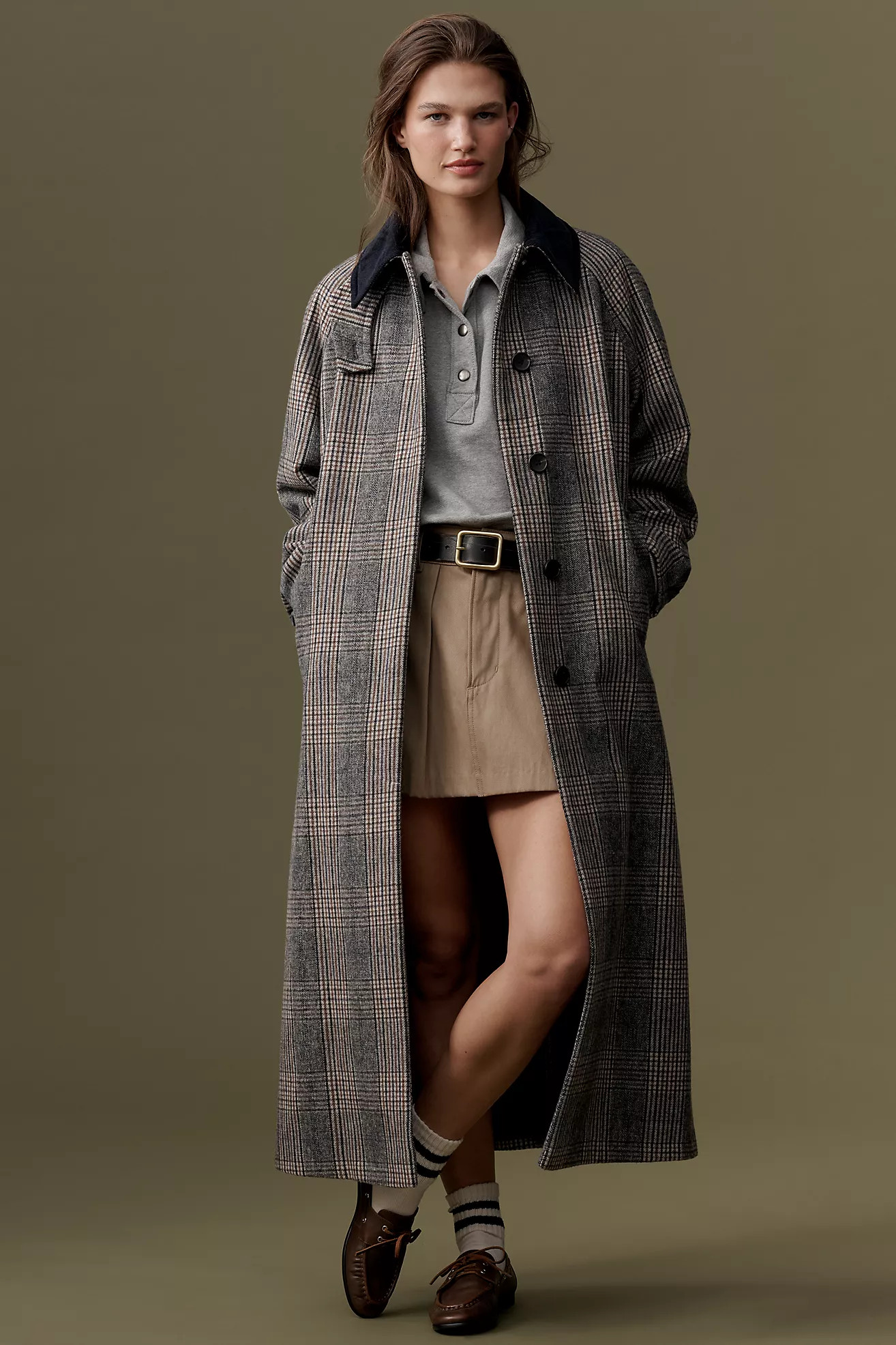 By Anthropologie Checked Wool Blend Coat | Anthropologie (US)