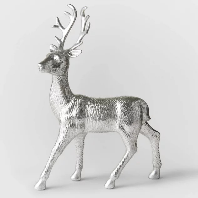 12.5" Plastic Standing Deer Decorative Figurine Metallic Silver - Wondershop™ | Target