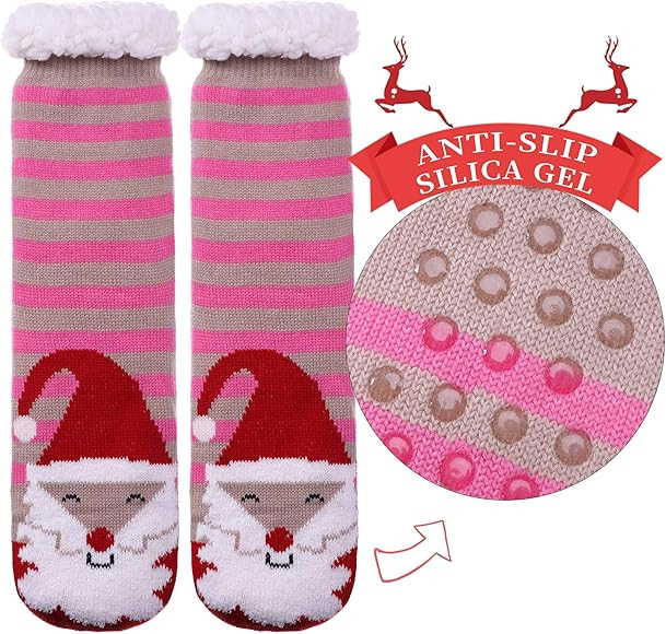 SDBING Women's Winter Super Soft Warm Cozy Fuzzy Snowflake Deer Fleece-lined With Grippers Slipper S | Amazon (US)