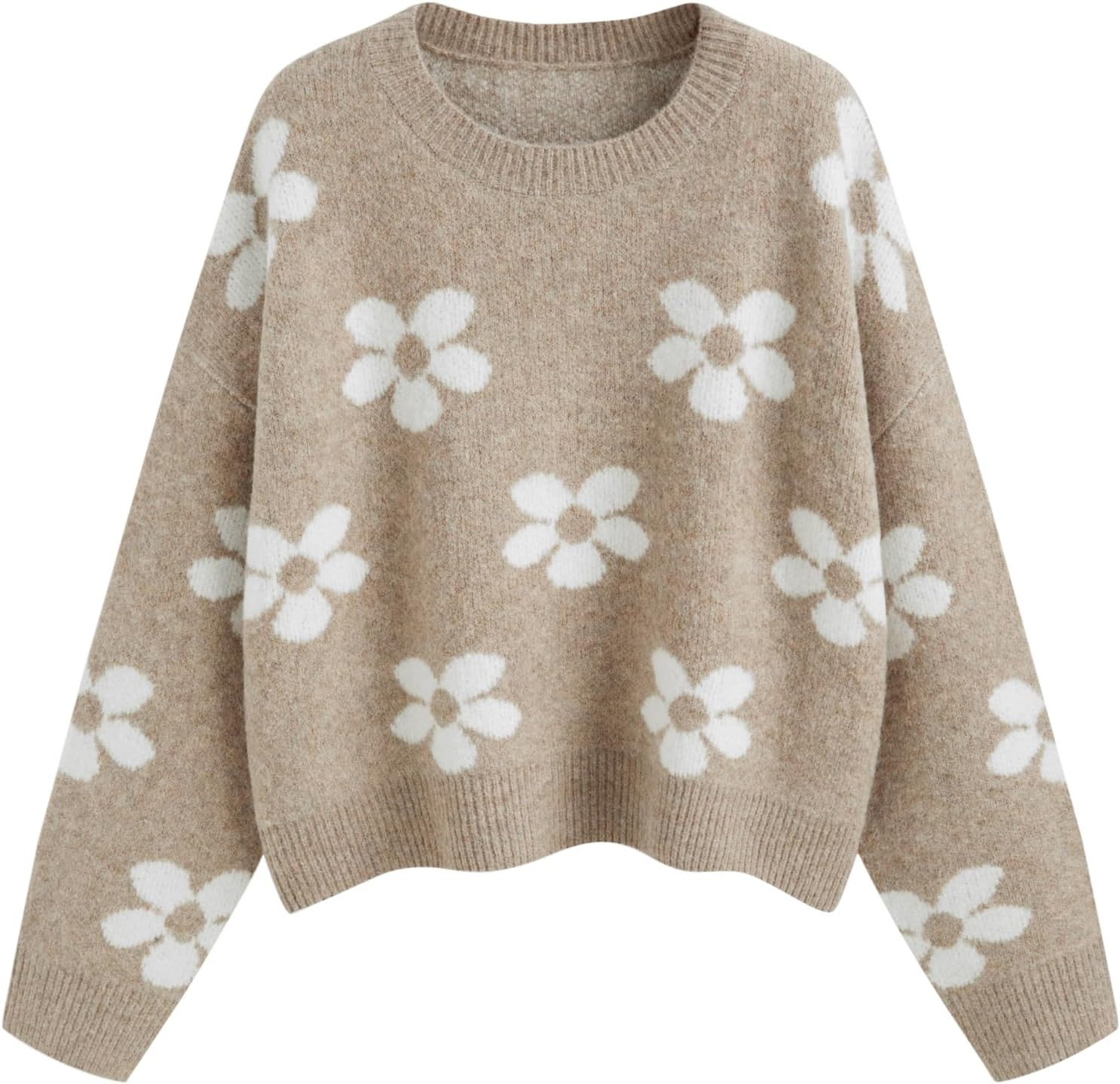 CIDER Floral Cozy Sweaters for Women Trendy Long Sleeve Cute Fall Sweaters | Amazon (US)