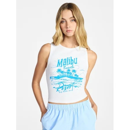 No Boundaries Cotton Ribbed Graphic Tank Top Women s XXS-XXL | Walmart (US)