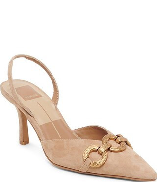 Dolce Vita Haylee Suede Slingback Gold Chain Detail Pumps | Dillard's | Dillard's