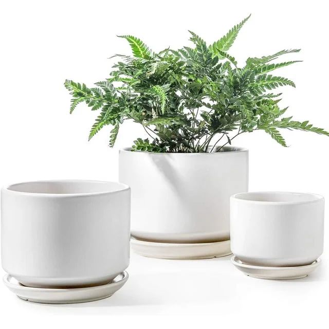 BEMAY Ceramic Plant Pots, 4.3+5.3+6.8 inch Indoor Planters with Drainage Hole and Saucer, Pack of... | Walmart (US)