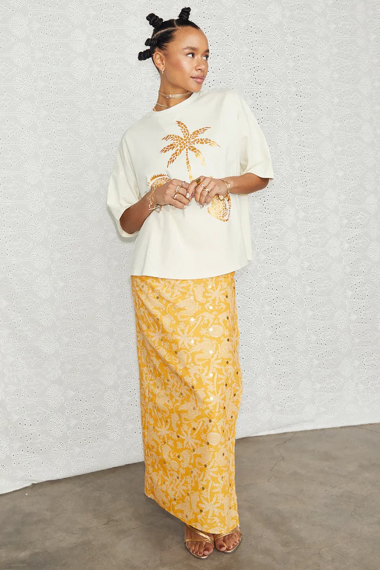 Yellow Cotton Linen Mosaic Jaspre Skirt | Never Fully Dressed US