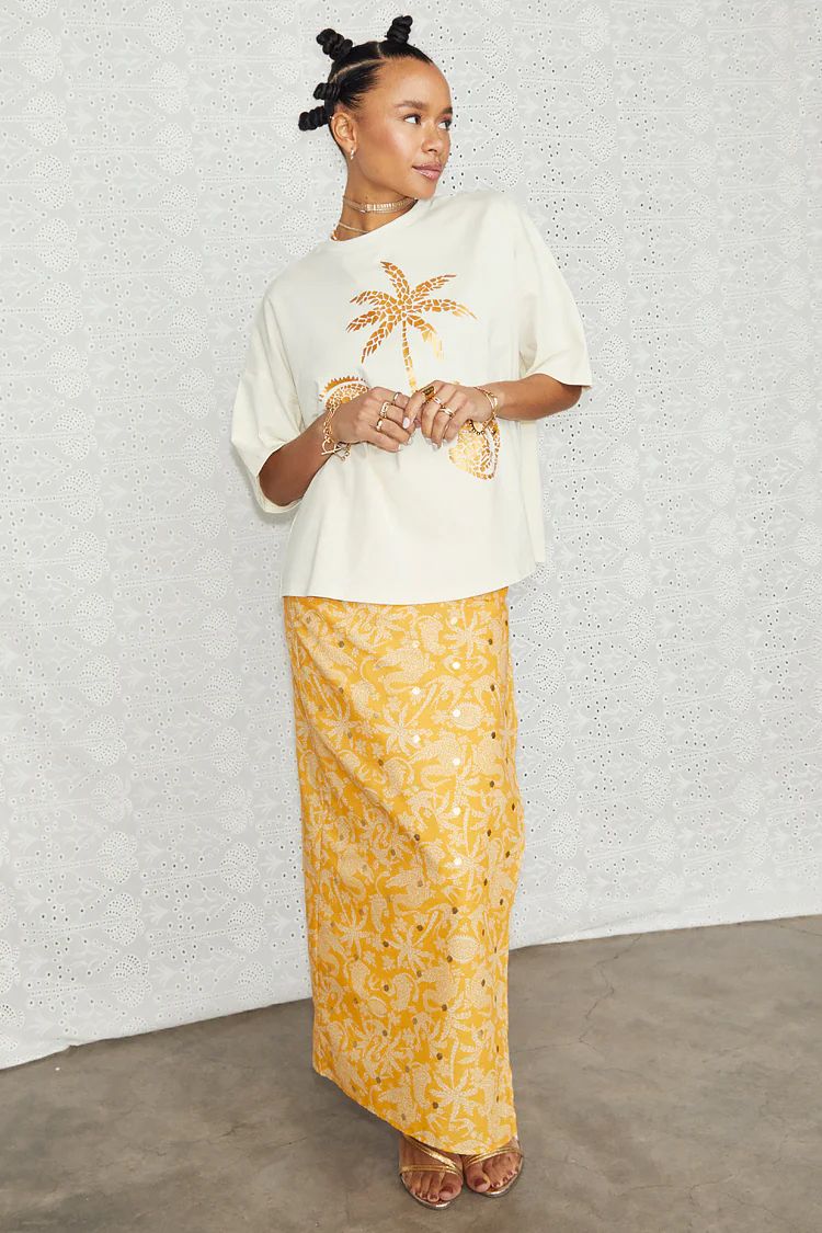 Yellow Cotton Linen Mosaic Jaspre Skirt | Never Fully Dressed US