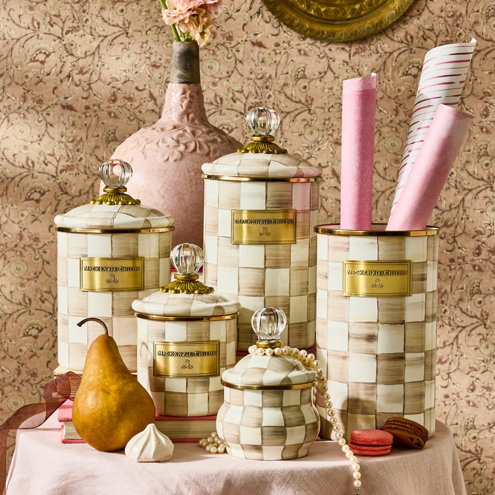 Mocha Check Demi Canister | MacKenzie-Childs