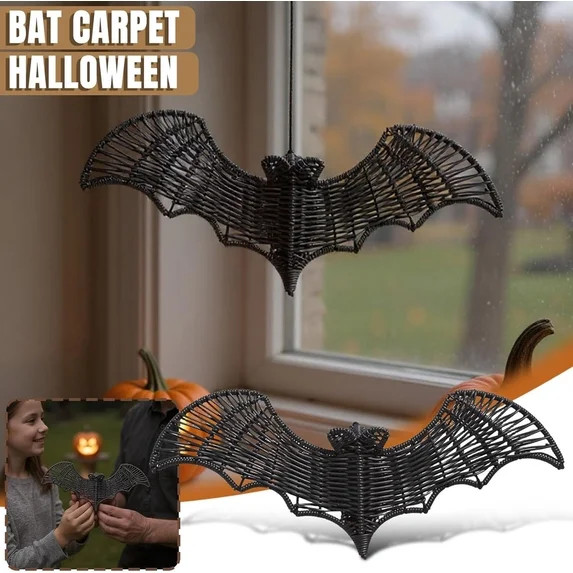 Clearance! Halloween Hanging Decorations - 11" Woven Rattan Bat Wall Art Decor, 3D Scary Handcraf... | Walmart (US)
