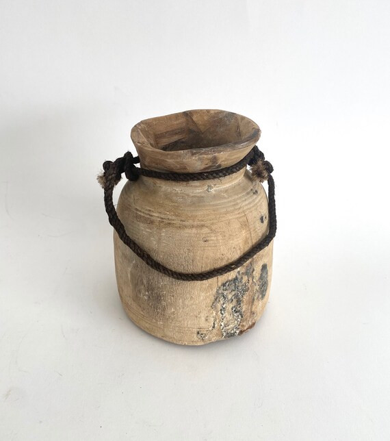 Rustic Bleached Wood Vessel Vase Jug | Etsy (US)