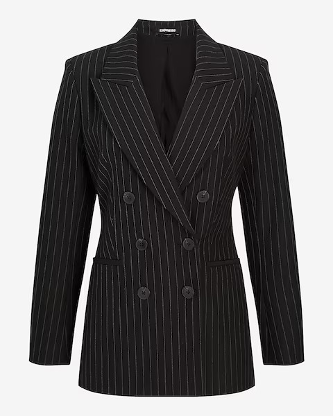 Pinstripe Peak Lapel Double Breasted Blazer | Express