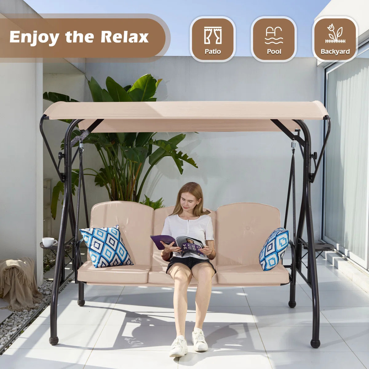 Gira 3 Person Porch Swing with Canopy | Wayfair North America