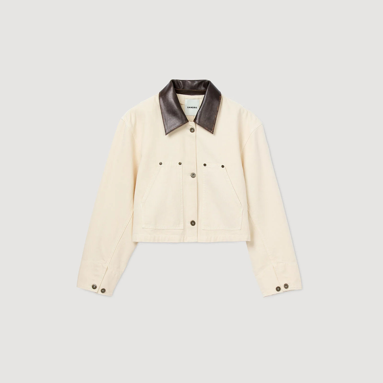 Leather collar workwear jacket | Sandro US | Sandro-Paris US
