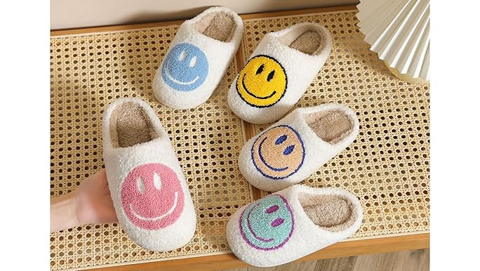 COVS Cute Kids Smile Face Slippers for Girls Boys Soft Plush Happy Face Slippers Non-Slip Toddler... | Amazon (US)