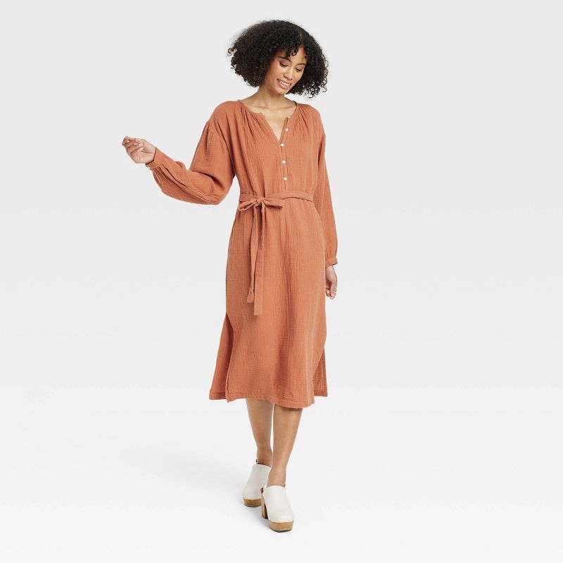 Women's Balloon Long Sleeve Tie-Front Shirtdress - Universal Thread™ | Target