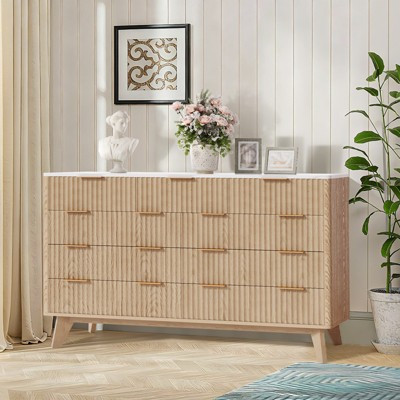 Fluted 9 Drawers Dresser, Wooden Chest of Drawers with Fluted Wave Pattern, Modern TV Stand Dresser, for Bedroom, Living Room, Entryway | Target