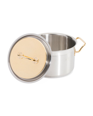 Made In Italy Stainless Steel 3.8qt Gold Plated Stockpot | TJ Maxx