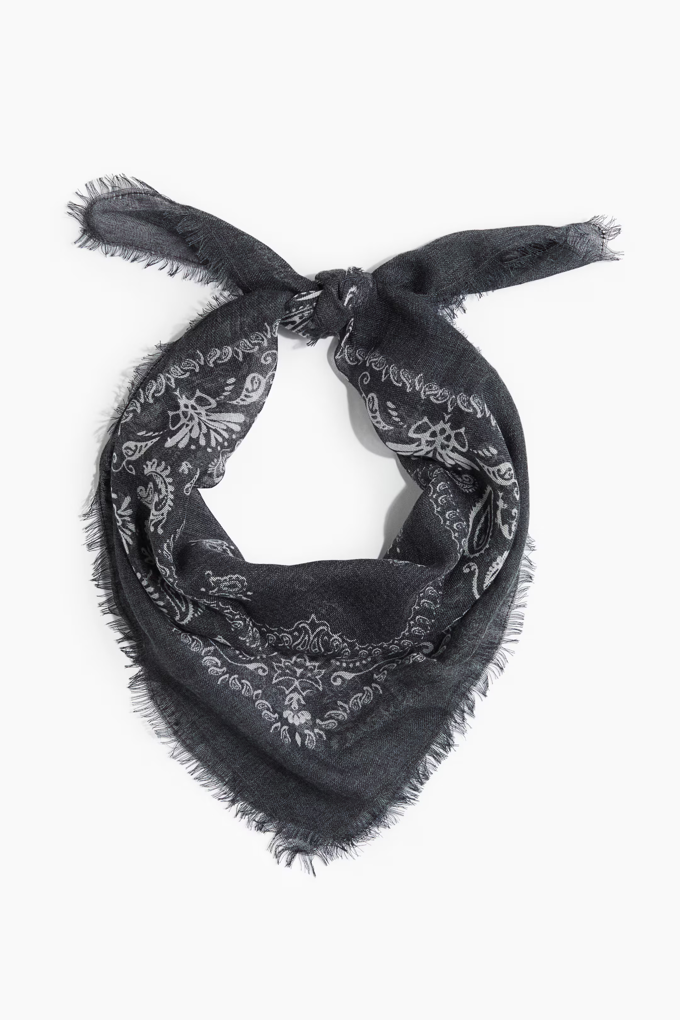 Patterned Scarf - Dark gray/paisley-patterned - Ladies | H&M US | H&M (US + CA)