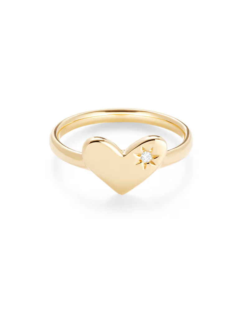 Ari Heart 18K Yellow Gold Vermeil Band Ring in White Sapphire | Kendra Scott | Kendra Scott