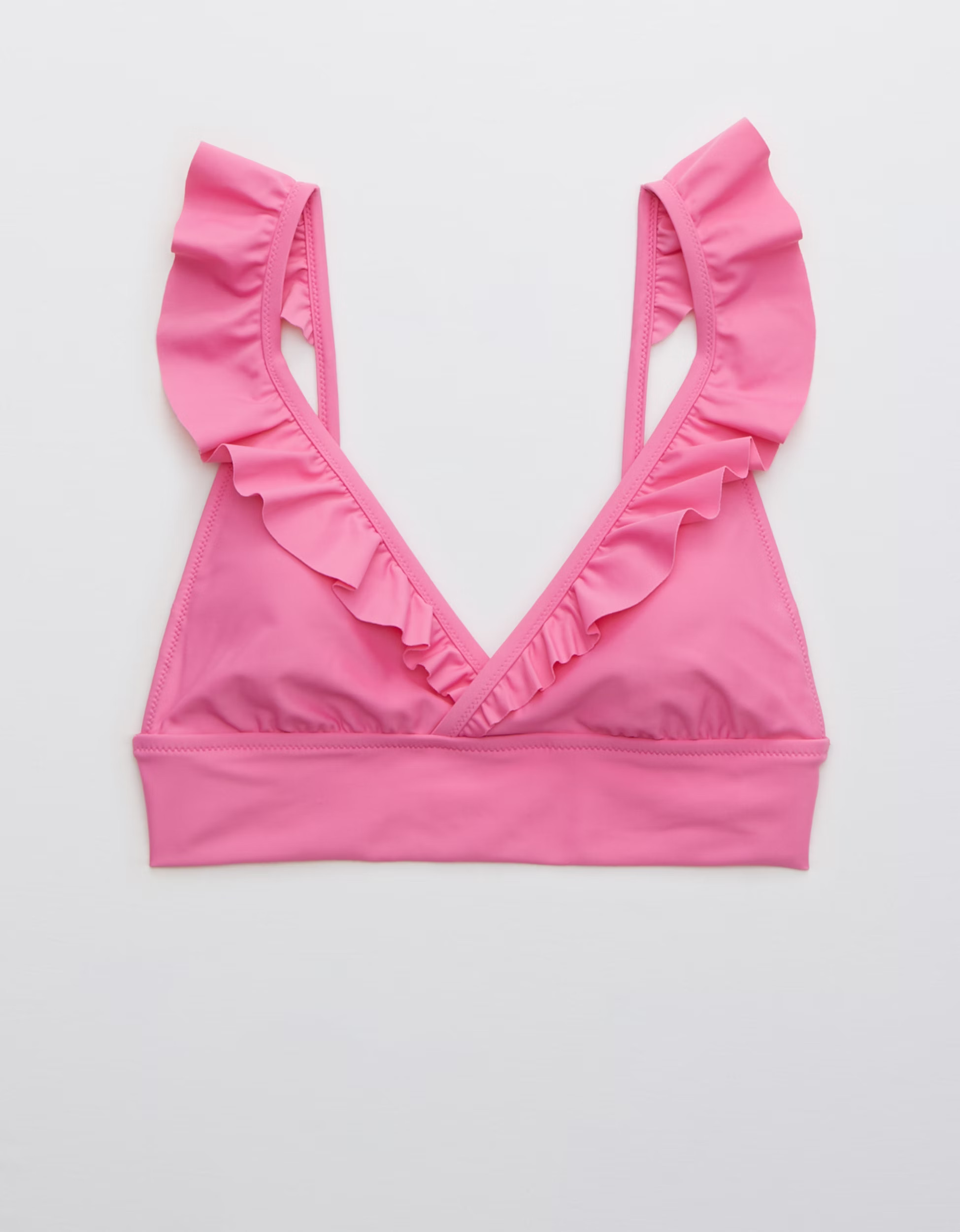 Aerie Ruffle Longline Triangle Bikini Top | American Eagle Outfitters (US & CA)