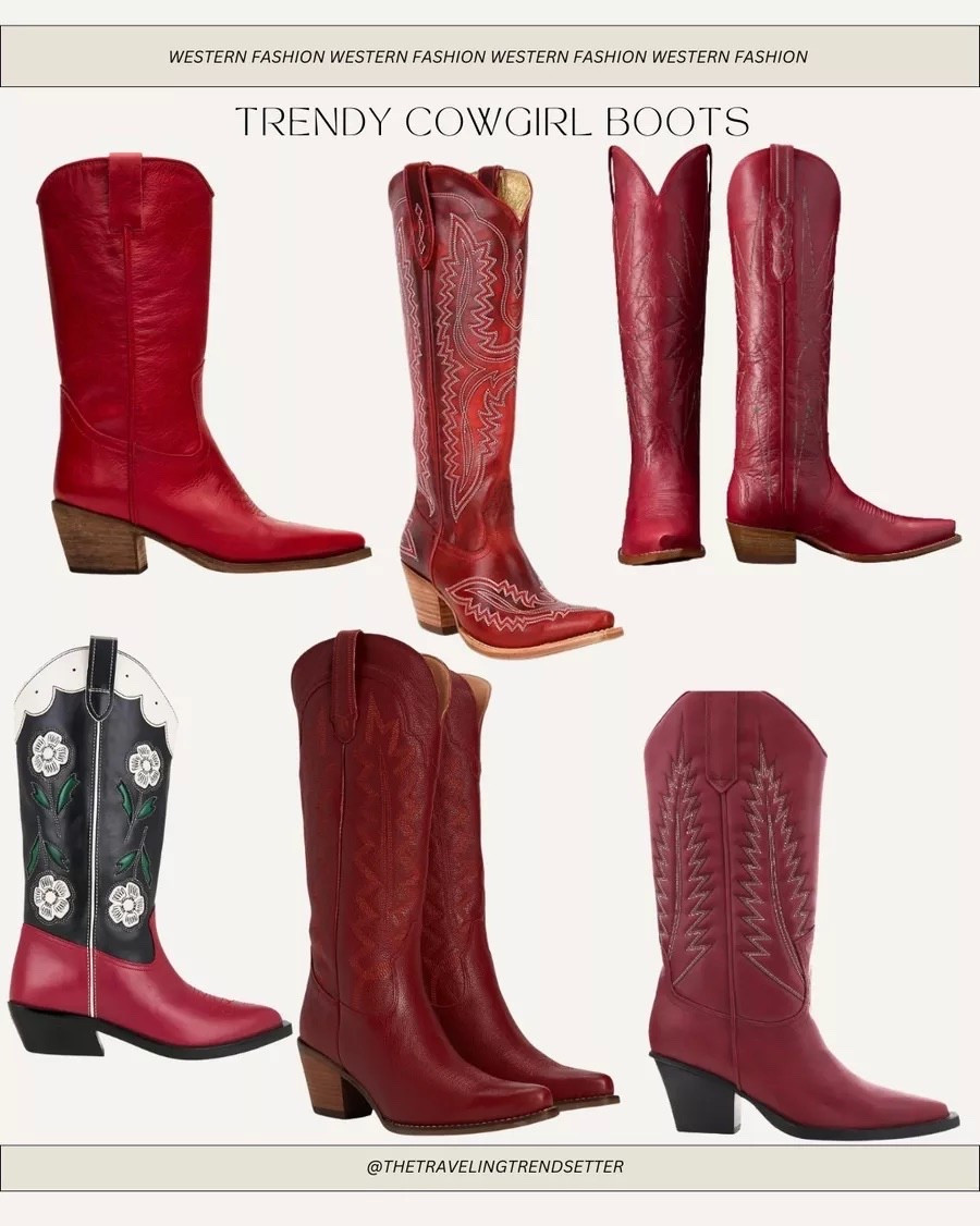 Red trendy cowgirl boots for fall and Pbr rodeo or country concert outfit idea 

#LTKFindsUnder50 #LTKFindsUnder100 #LTKStyleTip