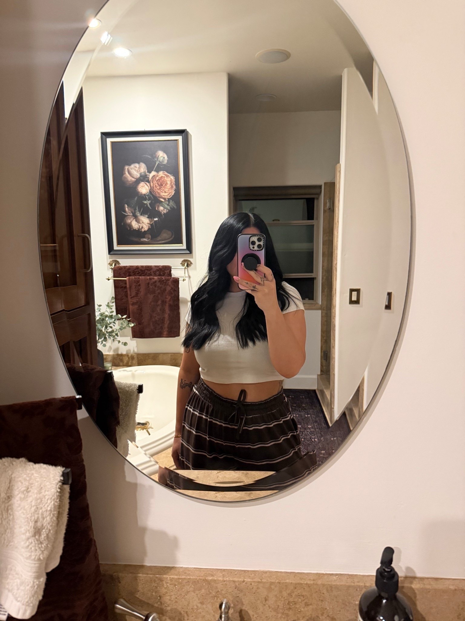 Decor refresh ✨

Tts: size 12 in the pants and large in the shirt!
 
Decor, bathroom decor, loungewear, pjs, striped pants, bathroom mirror, bathroom accessories, bathroom artwork, Tori block

#LTKootd #LTKMidsize #LTKHome