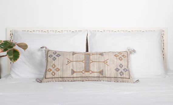 Cactus Silk Lumbar Pillow, Rustic Throw Pillow, Extra Long Lumber Pillow, Linen Cushion, Handmade... | Etsy (US)