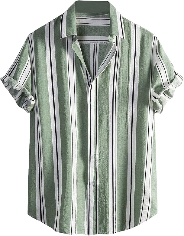Floerns Men's Striped Shirts Casual Short Sleeve Button Down Shirts | Amazon (US)