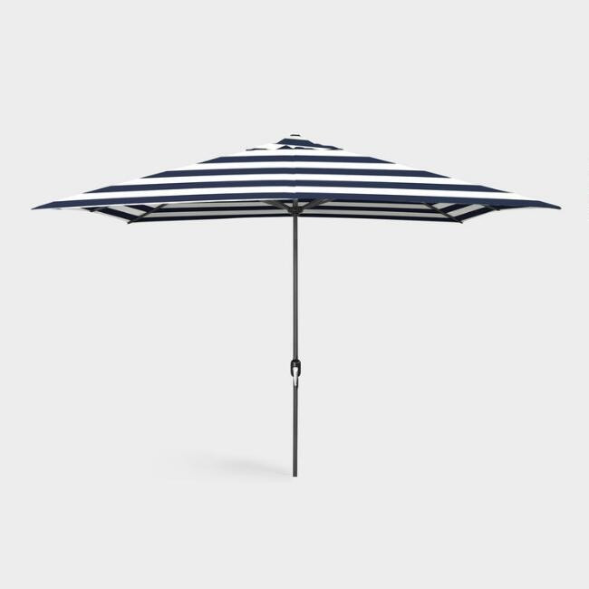 Peacoat Blue Stripes Rectangular Outdoor Umbrella | World Market