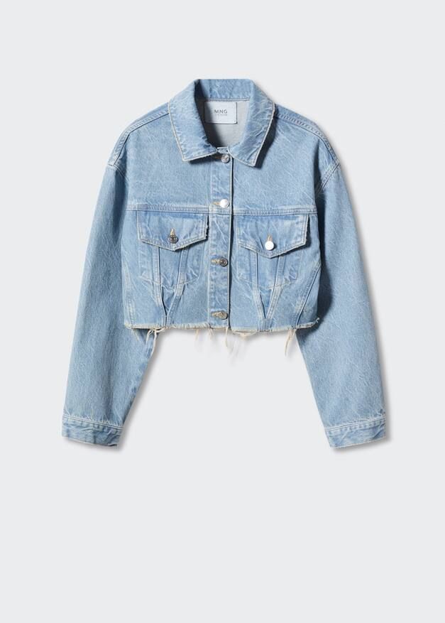 Frayed hem denim jacket -  Women | Mango USA | MANGO (US)