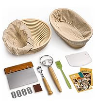 RORECAY Bread Banneton Proofing Basket Set, 9 Inch Round & 10 Inch Oval Cane Sourdough Baskets wi... | Amazon (US)