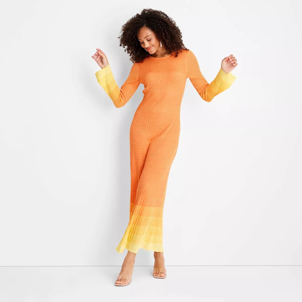 Women's Long Sleeve Open Back Maxi Dress - Future Collective™ with Jenee Naylor Orange Ombre | Target