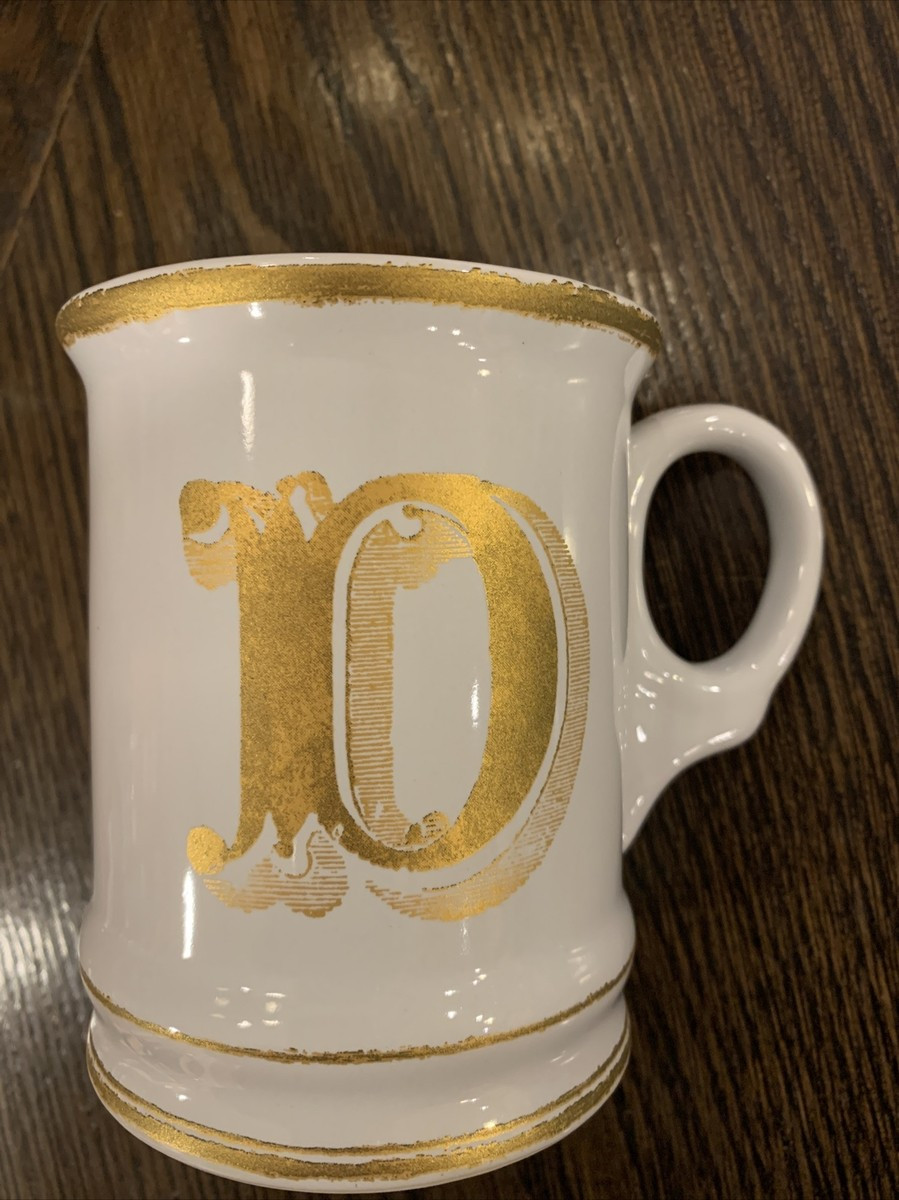 Williams Sonoma White Gold Initial D Letter Monogram Coffee Tea Mug Cup Designer | eBay US