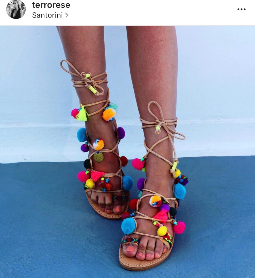 Rainbow Pompom Tie up Gladiators, Greek Leather Gladiators, Pom Pom Sandals, Boho Sandals, Boho L... | Etsy (US)