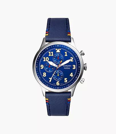 Southwest Airlines Limited Edition Retro Pilot Chronograph Blue Leather Watch | Fossil (US)