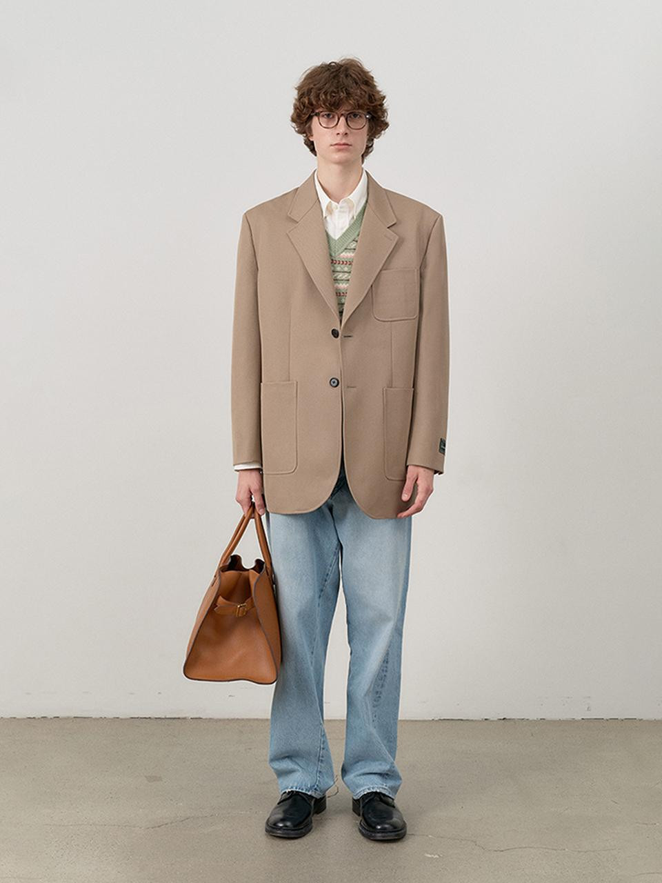 UNISEX OVERSIZED WOOL BLAZER CAMEL BEIGE | W Concept (US)