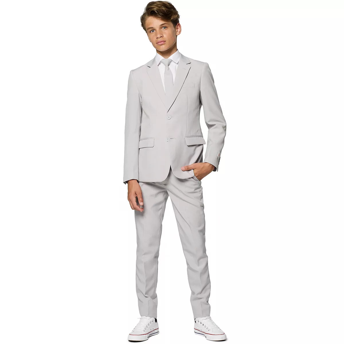 Boys 10-16 OppoSuits Groovy Grey Solid Suit | Kohl's